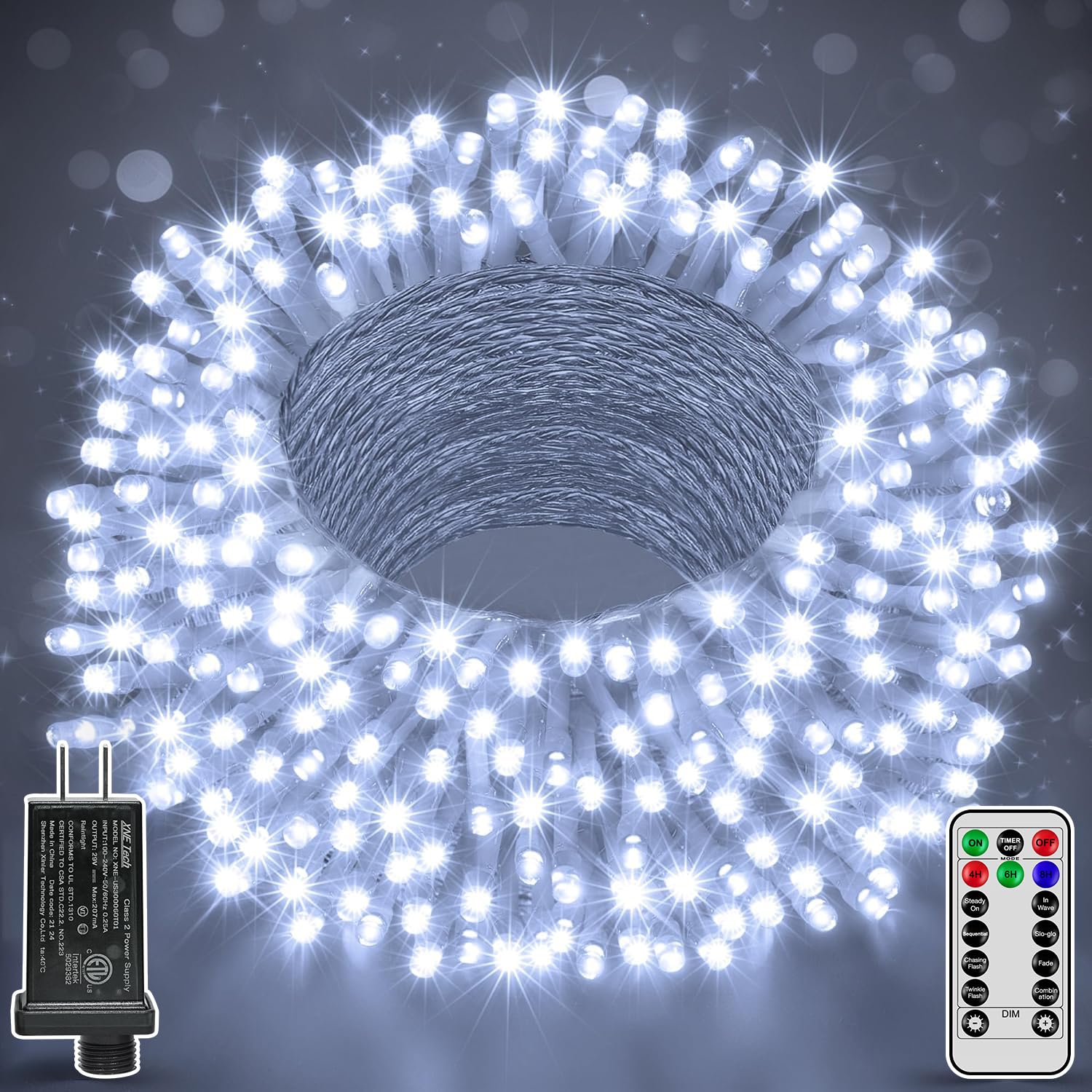 328FT 1000 LED Christmas Lights Outdoor Waterproof, Timer & Memory Function, 8 Modes Warm White String Lights Plug in Twinkle Lights for Xmas Tree Holiday Garden Party Decor